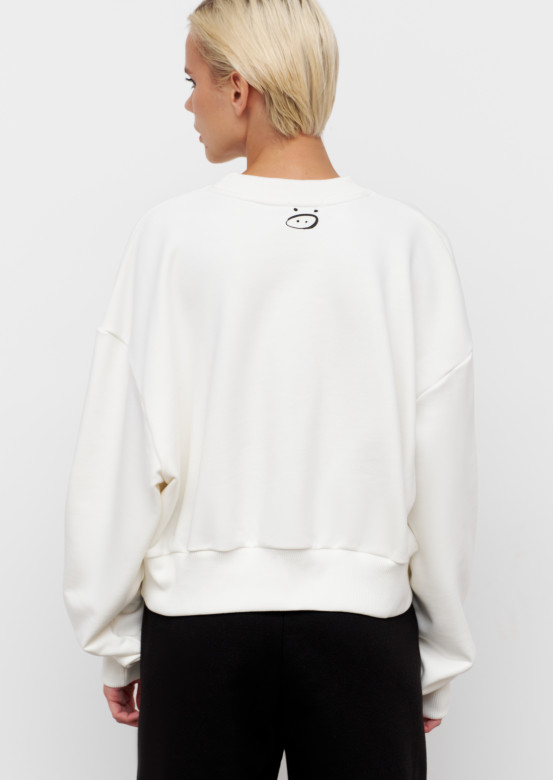 Milky colour three-thread cropped sweatshirt